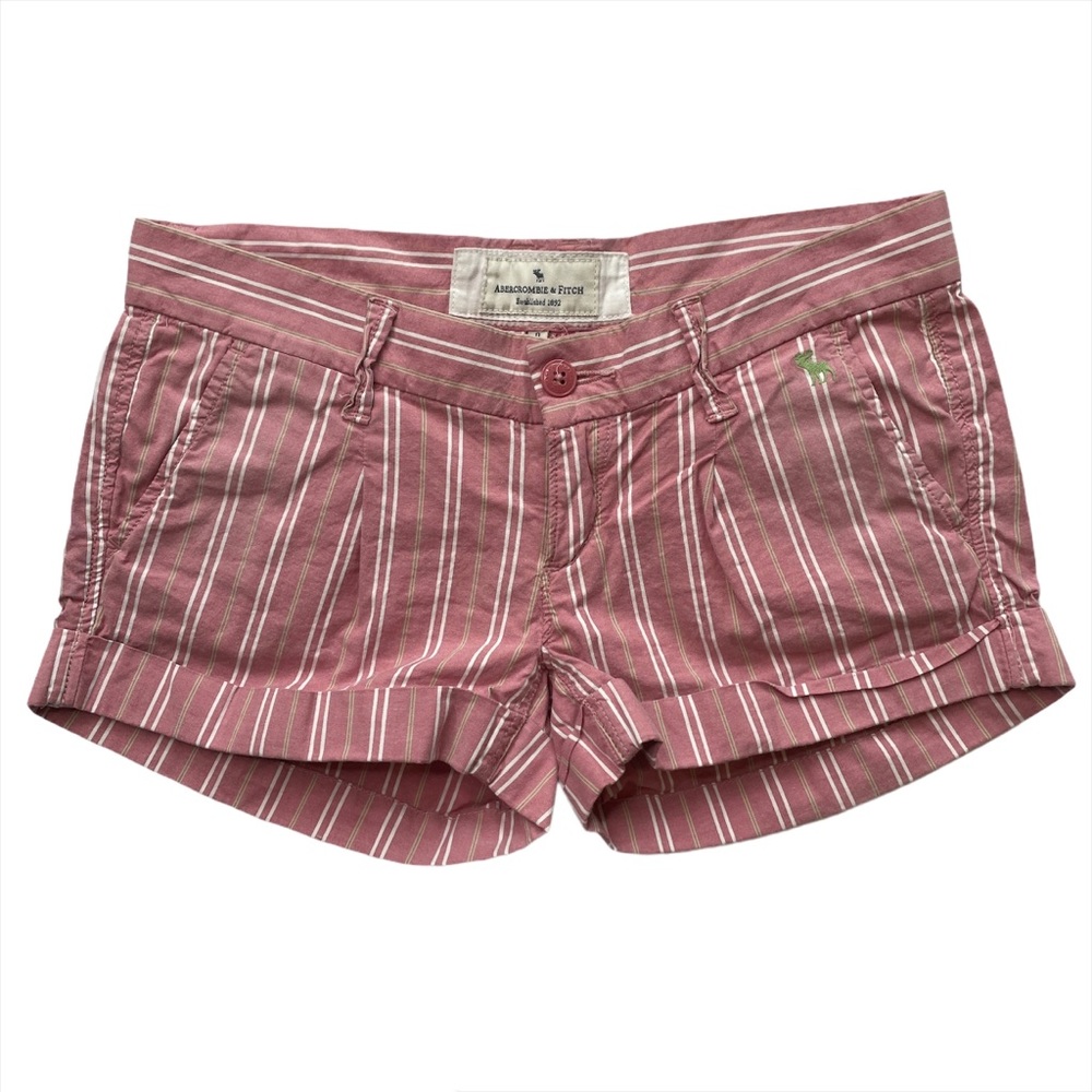 Abercrombie & Fitch Pink Striped Cuff Shorts SZ 0